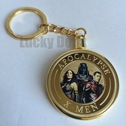 X-men Apocalypse Gold Plated Collectible Challenge Coin In Clear Case And Keychain Poker Card Guard Golf Ball Marker Paperweight + Free Sticker By Lucky Donk