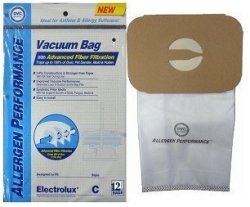Aerus Electrolux Type C Hepa Certified Cloth Upright Vacuum Bags 12 Bags.