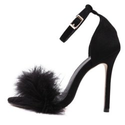 Djigirls Sexy Faux Fur Gladiator High Heel Sandals - Picture Color 7.5