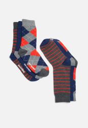 Ben Sherman 3 Pack Socks - Grey blue red