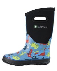 Oakiwear Children's Neoprene Rain Boots Snow Boots Muck Rain Boots Dinosaurs 13T