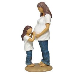 Wl SS-WL-18422 7.25 Inch Mother With Daughter Blue Jeans And Expecting Resin Figurine 7.25