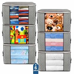 JERIA 6-Pack Foldable Closet Organizer Clothing Storage Bags with Clear  Window, Reinforced Handle and Sturdy
