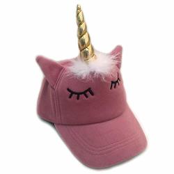 Unicorn Kids Cap With Horn Baseball Hat With Faux Fur One Size Adjustable 4-12 Y o