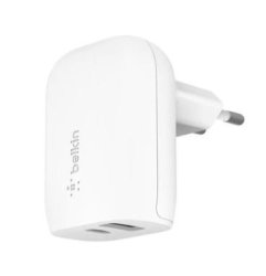 Belkin Boostcharge 37W Dual-port USB Type-a And Type-c With Pps Wall Charger - White