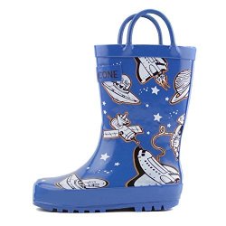 LONE CONE Children's Waterproof Rubber Rain Boots In Fun Patterns With Easy-on Handles Simple For Kids Puddle Shuttle Boots 9 M Us Toddler