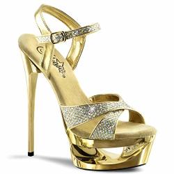 Pleaser Women's ECP619G G M Platform Sandal Gold multi Gltr gold Chrome 7 M Us