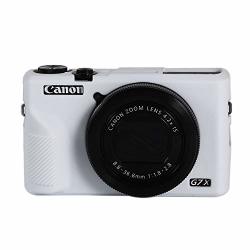 Tuyung Protective Silicone Camera Case Cover Skin For Canon Powershot G7X G7 X Mark III Digital Cameras - White