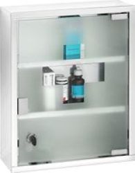 Wenko Stainless Steel And Glass Lockable Medicine Cabinet 12 X 30 X 40CM