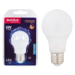 Eurolux - LED - A50 - Globe - Opal - E27 - 6W - Cool White - 6 Pack