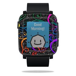 Mightyskins Protective Vinyl Skin Decal For Pebble Time Smart Watch Cover Wrap Sticker Skins Color Swirls