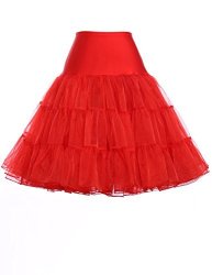 Grace Karin Fancy Tea Dress Crinoline Hoopless Big Size 4X Red