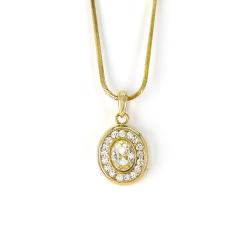 Goldair Gold Tone Oval Pendant With Clear Crystals