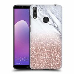Official Nature Magick Rose Gold Glitter Glittery Marble Sparkle Hard Back Case Compatible For Huawei Y7 2019