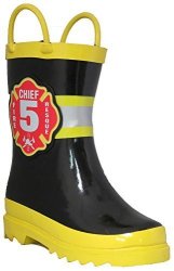 Little Boy's Black Fire Chief Rain Boots Toddler Little Kids 3 M Us Little Kid