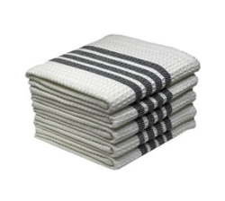 's Kitchen Towel - Design 2176 - 048X070CMS - 05 PC Pack - Stripes - Jet Black