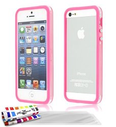 Muzzano Original Hybrid Bumper Cover Case With 3 Ultraclear Screen Protectors For Apple Iphone 5S - Pink
