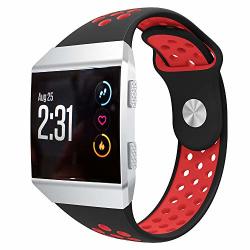 Fitbit Ionic Bands Wifit Soft Silicone Replacement Strap Accessory Breathable Wristbands For Fitbit Ionic Smart Watch Black Red Large