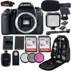 Canon Eos 77D Dslr Camera Body Only + LED Light + Microphone + Video Accessory Bundle