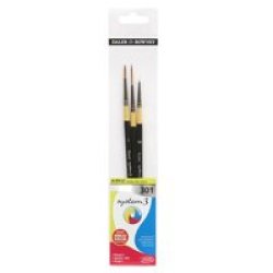 Daler Rowney System 3 - 301 Acrylic Paint Brush Wallet Set 3 Pack