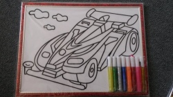 Kids Colouring Board With Glitte Pens 30x40cm - Various Pictures