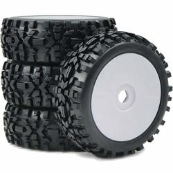 4PCS 1 8 Rc Off-road Buggy Badland Tires All Terrain Tyres & Hex 17MM Wheels For Rc 1:8 Buggy Black White
