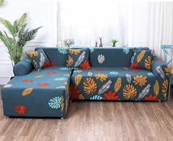 WOMACO L Shape Couch Cover Printed Sectional Sofa Slipcover 2PCS Couch Protector Covers For 2-PIECE Sectional Couch - Pattern 20 S L-shape Sofa