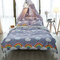 Enjoybridal Girls And Boys Quilt Duvet Cover Sets Twin Size Bed Queen Size Bed Flamingo Rainbow Christmas Tree Comforter Bedding Cover Sets 3 Piece