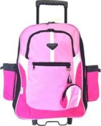 Large Backpack On Wheels Expandable Pink