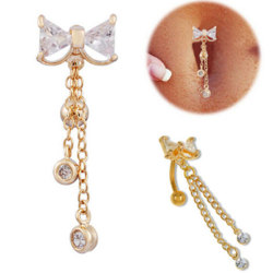 Crystal Bowknot Bow Navel Belly Ring Body Piercing Jewelry