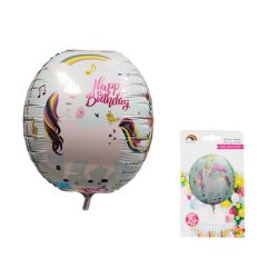 Balloon Helium Foil Happy Birthday Unicorn 45CM - 4 Pack