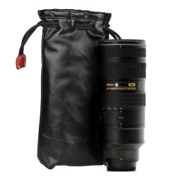 Soft Pu Leather + Villus Storage Bag With Stay Cord For Camera Lens Size: 100mm X 65mm X 270mm