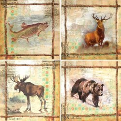 Coasterstone AS2580 Absorbent Coasters 4-1 4-INCH Call Of The Wild Trout Elk Moose Bear Set Of 4