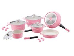 Royalty Line Die Cast Ceramic Cookware Set With Glass Lid - 14-PIECE