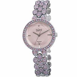 Burgi Designer Women's Watch Swarovski Crystal Studded Case And Strap With Diamond Marker Stainless Steel Bracelet Pink Dial - BUR232PK