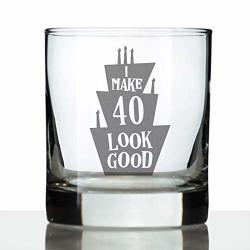 Make 40 Look Good - Funny 40TH Birthday Whiskey Rocks Glass Gifts For Men & Women Turning 40 - Whisky Drinking Tumbler