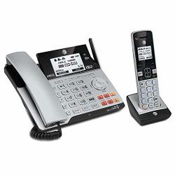 At&t TL86103 Dect 6.0 Connect To Cell 2 Line Answering System With Caller Id call Waiting 1 Corded & 1 Cordless Handset Silver black Renewed