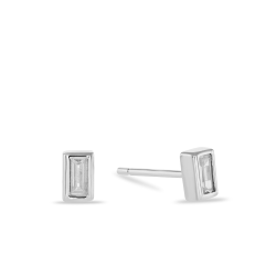 Sterling Silver Cubic Zirconia Baguette Womens Stud Earrings