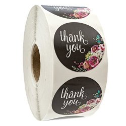 Floral Thank You Stickers - 1.5" Circle Labels 1000 Per Pack