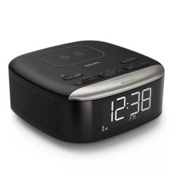 Philips TAR7606 Clock Radio With Qi Charging Pad - Black