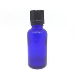 30ML Blue Glass Bottle With Fast Flow Dropper Cap - Black