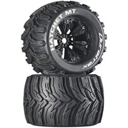 DuraTrax Hatchet Mt 3.8" Rc Monster Truck Tires With Foam Inserts Cs Sport Compound Mounted On 1 2" Offset Black Wheels Set Of 2