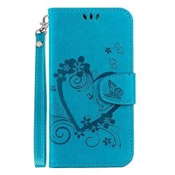 Xyx Love Heart Pu Leather Wallet Case For Samsung Galaxy J4 PLUS J4 Prime Blue