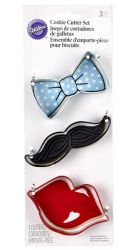 Wilton 3 Pieces Tie Mustache Lips Cookies Cutter Cake Party Fun Decorating