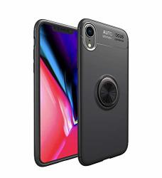 Case For Iphone Xr Hxc Soft Tpu Material Suitable For Automotive Magnet Brackets Invisible Ring Bracket Multi-function Protective Shell Black