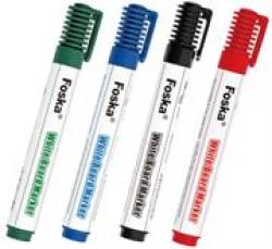 Foska 4 Pack Whiteboard Markers - Red Blue Black Green- Premium Quality Marker For White Boards. Vivid Writing. Bullet Tip. Non-toxic. Easy To Erase