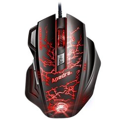 Apedra A7 USB Port Wired Laser Optical Programmable Ergonomic Computer Mouse 3200DPI 7 Buttons Cable Gaming Mice With Scroll Wheel For Notebook Computer PC