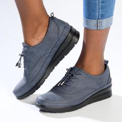 Comfort Lace Up Wedge Brogue - Navy - 9