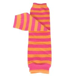 Bowbear Baby Stripes And Chevron Leg Warmers Pink And Orange S
