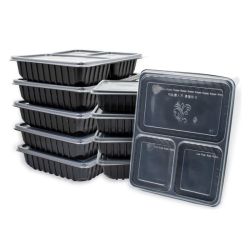 Meal Prep Containers - Food Storage Lunch Box - 3 Compartment With Lid - 10 Sets